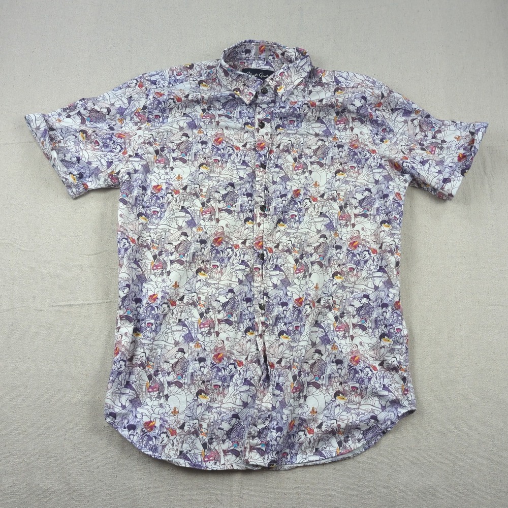 Robert Graham Shirt Mens Medium All Over Print Dinner Party AOP